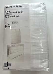 New Ikea Hastskrappa King Duvet cover and 2 pillowcase, white 600 Thread count - Picture 1 of 9