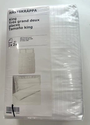Nueva funda nórdica y 2 fundas de almohada Ikea Hastskrappa King, blanca 600 hilos Foto 1 de 4