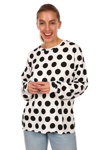 Damas Hombro Lunares 100% Algodón Sudaderas Invierno Top Jumper - Imagen 1 de 3