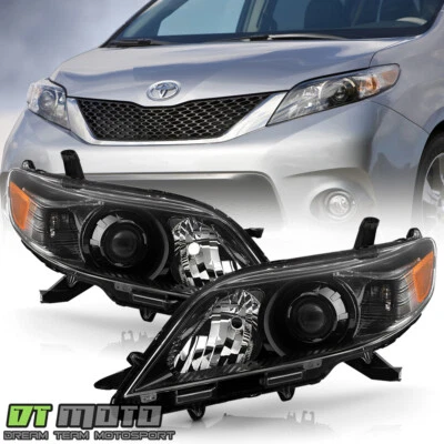 Par de faros halógenos para Toyota Sienna 2011-2020 sin LED DRL negros izquierda+derecha Foto 1 de 4