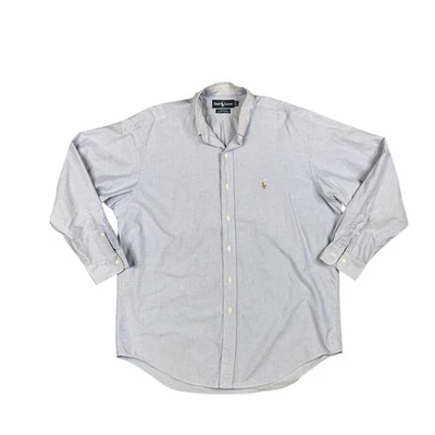Винтажная мужская рубашка Ralph Lauren 16,5 синий хлопок Oxford Yarmouth с длинным рукавом 90-е - Изображение 1 из 4