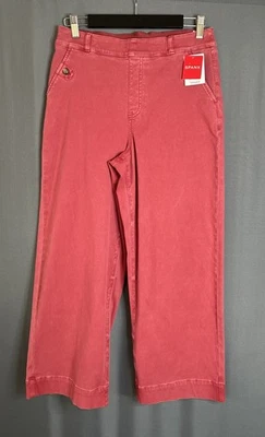 Pantalones Spanx Stretch Sarga Recortados Pierna Ancha Nuevos con Etiquetas Grandes Rosa Salvaje Rojo Claro Costero Foto 1 de 4
