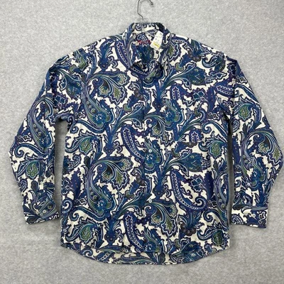Camisa Alan River Para Hombres XL Púrpura Azul Paisley Floral Manga Larga Abotonada NUEVA Foto 1 de 4