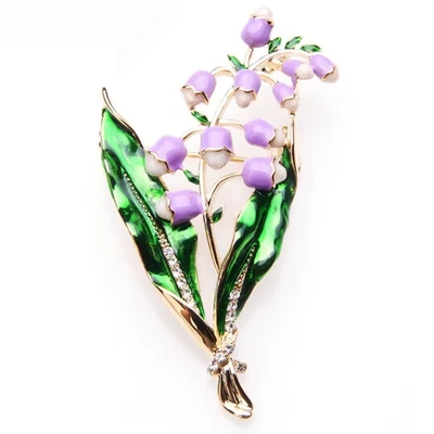 Broche prendedor flor lirio púrpura del valle de acción de gracias - regalo de joyería esmaltada Foto 1 de 4