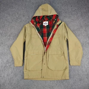 Vintage Woolrich Jacket Mens Medium Tan Mountain Parka Flannel Barn Field Coat - Picture 1 of 18