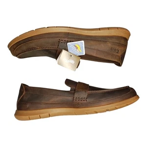Mocasines Clarks Flexway Banda Para Hombres EE. UU. 10,5 M Cuero Marrón Extrema Comodidad Sin Cordones - Imagen 1 de 7