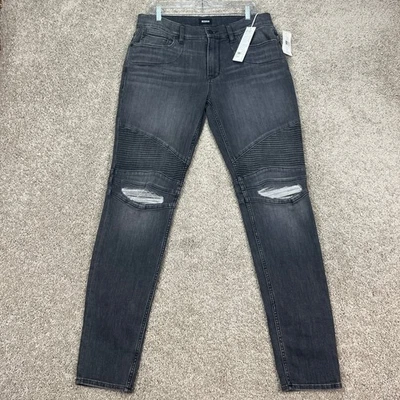 Pantalones de mezclilla Hudson Ethan Biker ajustados grises desgastados moto para hombre talla 33x32 NUEVO Foto 1 de 4