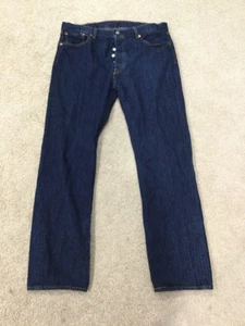Levis 501 Jeans Herren 38x34 Blau Straight Button Fly Dark Wash Denim S110762 - Bild 1 von 6