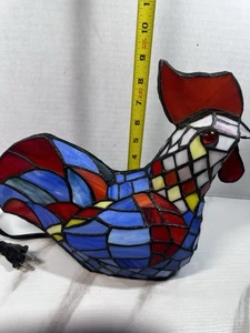 Exquisite Vintage Tiffany Style Stained Glass Rooster Chicken Table Lamp Light - Picture 1 of 7