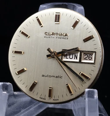 Movimiento, esfera y manecillas vintage Certina cuerda automática 25 652 funcionando Foto 1 de 4