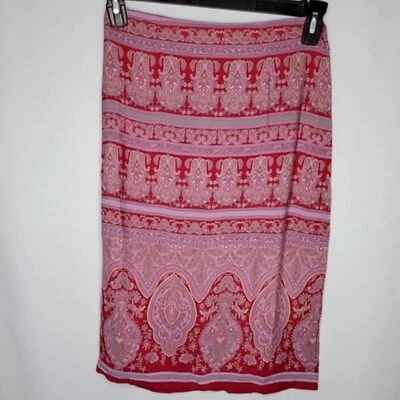 Antigua Falda Azul Marino Juniors 1 Estampado Paisley Bohemia Línea A Rosa 1 Foto 1 de 4