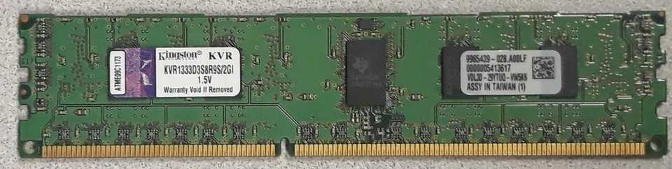 Kingston KVR1333D3S8R9S/2GI 2GB PC3-10600R ECC Registered RAM - Image 1 of 1