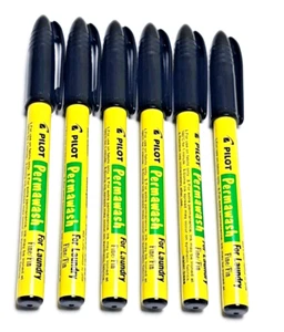 Marker Pen/Felt-Tip Pen Pilot Permawash For Laundry Black (12 Units) NEW- SWNLMF - Picture 1 of 3