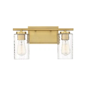 Meridian Transitional 2 Light Bathroom Vanity, Brass/Clear Swirl - M80037NB - Picture 1 of 1