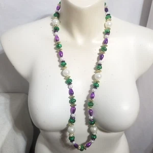 Mardi Gras Carnival Bead 18" Small Balls Necklace New Orleans Parade Throw - Picture 1 of 6