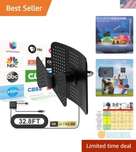 TV Antenna Indoor Outdoor 1000 Miles 4K 1080P Supports 2 TVs Coax Cable - Picture 1 of 10