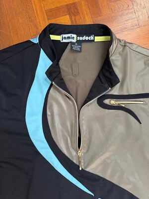 JAMIE SADOCK XL women's golf shirt metallic bronze aqua polo short sleeve - Image 1 of 4