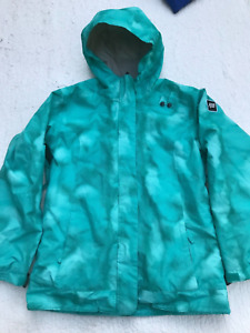 Womens XL Ride Snowboards Full Zip Hooded Green Insulated Ski Snowboard Jacket
