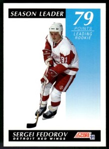 1991-92 Score Canadian Bilingual Base Sergei Fedorov Detroit Red Wings #298
