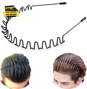 Metal Hair Band for Men Headband Women Bands Unisex Black Wavy Spring Outdoor Sp - Picture 1 of 8