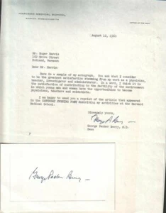 (2) George Packer Berry Autographed Letter & Card Harvard / Bacteriologist D.86 - Bild 1 von 1