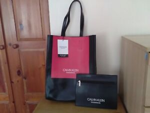 Calvin Klein Black/Red Tote + Handbag