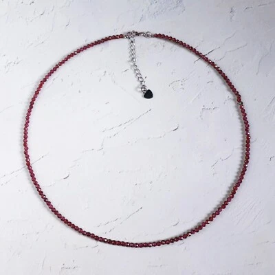 红色石榴石项链天然宝石水晶精致女式项链手工制作 — 第 1/4 张图片