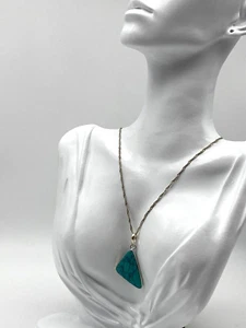Vintage Sterling Silver 925 Pendant Necklace Turquoise 7.50g - Picture 1 of 7