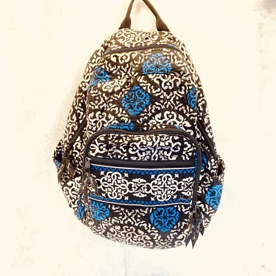 Vera Bradley Canterberry Cobalt Blue Quilted Cotton Padded Laptop Backpack - Image 1 of 4