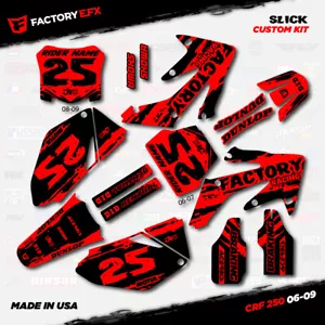 Black & Red Slick Racing Graphics Kit fits Honda CRF250R 06-09 Crf 250 Crf250 - Foto 1 di 5
