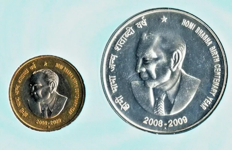 DR HOMI BHABHA BIRTH 2009 - ( 100 Rs. Silver, 10 Rs. Bi-Metalic) 2 COINS SET - Image 1 of 4