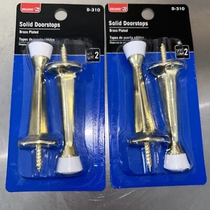 Bull Dog 4 Pack Doorstops Solid Brass Finish and Rubber door stop D-310 - Picture 1 of 4