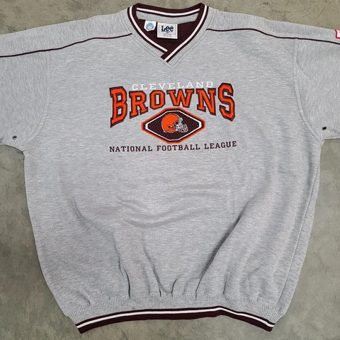 Vintage Lee Sports Cleveland Browns Sweater Adult 2XL XXL Gray Crewneck Y2K Mens Cover