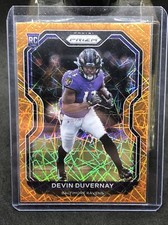 2020 Panini Prizm Football Devin Duvernay Orange Laser Prizm Rookie