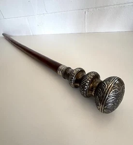 Antique 1800's Victorian Silver Plated & Wood Cane Walking Stick Beautiful - Picture 1 of 9