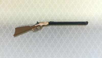 ISLAND CRAFT Dollhouse Miniature Winchester Repeating Long Rifle 1:12 Scale Metal 3.5"