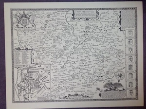 LEICESTERSHIRE County Map in 1610 by John Speed - Uncoloured - Picture 1 of 2