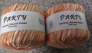 LOT of 2 Crystal Palace PARTY RIBBON Yarn #2120 Apricot Cream 50 Grams - Picture 1 of 4