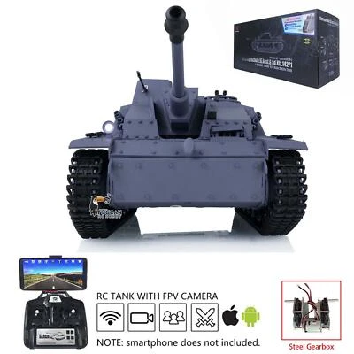 1/16 7.0 Henglong Plastic Stug III IR BB RTR RC Tank 3868 Steel Gearbox FPV Smog - Image 1 of 4