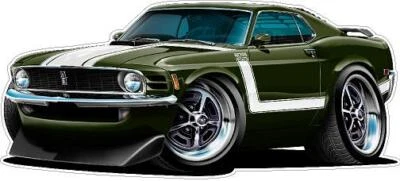 Calcomanía de pared compatible con Ford Mustang BOSS 302 1970 coche de dibujos animados negro jade Foto 1 de 4