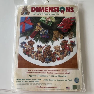 Dimensions Counted Cross Stitch Kit 8693 Christmas Bears Tree Skirt 2002 - Image 1 of 2