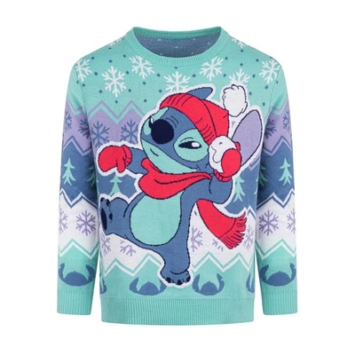 Disney Lilo & Stitch Women’s Christmas Jumper | Acrylic Pullover Xmas Sweater - Image 1 of 4