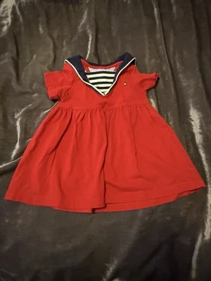 Vintage 90s Y2K Tommy Hilfiger Baby Sailor Dress Red White Blue 6-12M Nautical - Image 1 of 4