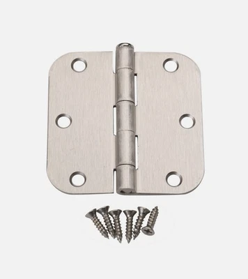 Bisagra de puerta de níquel satinado 3 piezas 3,5" x 3,5" 3 1/2" 5/8 radio esquina Foto 1 de 3