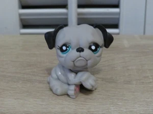 Hasbro Littlest Pet Shop #2446 Grey Bulldog w/ Pink Paws Blind Bag Dog LPS - Picture 1 of 12