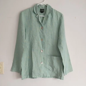 TSD Two Star Hund Shirt Jacke Damen XS/Grün Leinen Tasche Stickerei Nieten - Bild 1 von 11