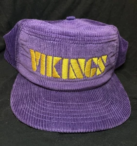 Vintage New Era Minnesota Vikings Hat Snapback Cap Mens Purple Corduroy - Picture 1 of 9
