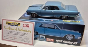 1965 Chevy Malibu SS Exact Detail Replicas 1:18 Diecast Car - Blue - Picture 1 of 9