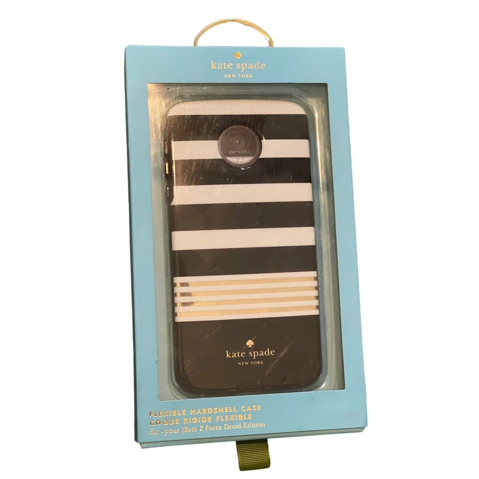 NUEVO CON ETIQUETAS Funda Kate Spade MotoMod Moto Z Force Droid Rayas Blancas y Negras Foto 1 de 4
