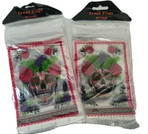 2 calaveras de azúcar de Halloween golosinas resellables 30 bolsas 60 almuerzos nuevos sellados en total - Imagen 1 de 5